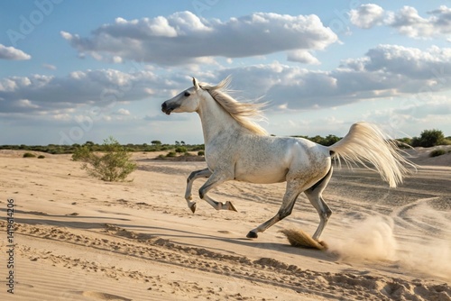 Schilderij op canvas arabian run horse prompts image