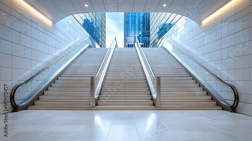 Wallpaper Mural Modern staircase with escalators in urban setting Torontodigital.ca