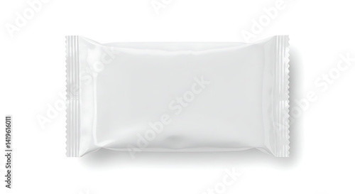 Blank White Snack Wrapper Flow Pack Mockup Isolated
