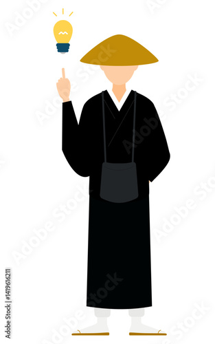 Simple illustration of a buddhist monk inspiring ideas
