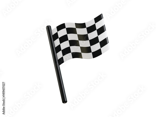 Grand Prix Flag Icon 3d render concept of Racing Finish Line Symbol vector illustration