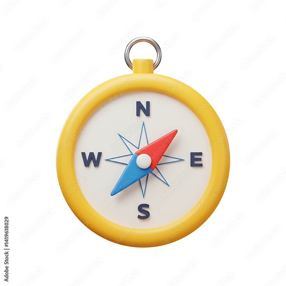 3D cartoon yellow compass 3D cartoon yellow compass