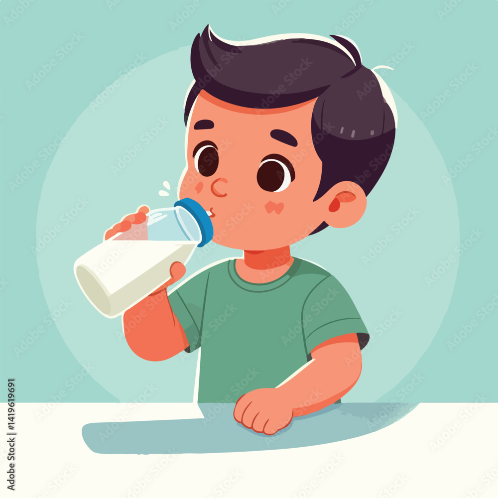 vector image of little children drinking milk vector image of little children drinking milk