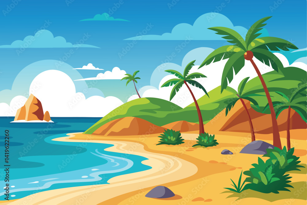Obraz premium Island Beach Vector Background
