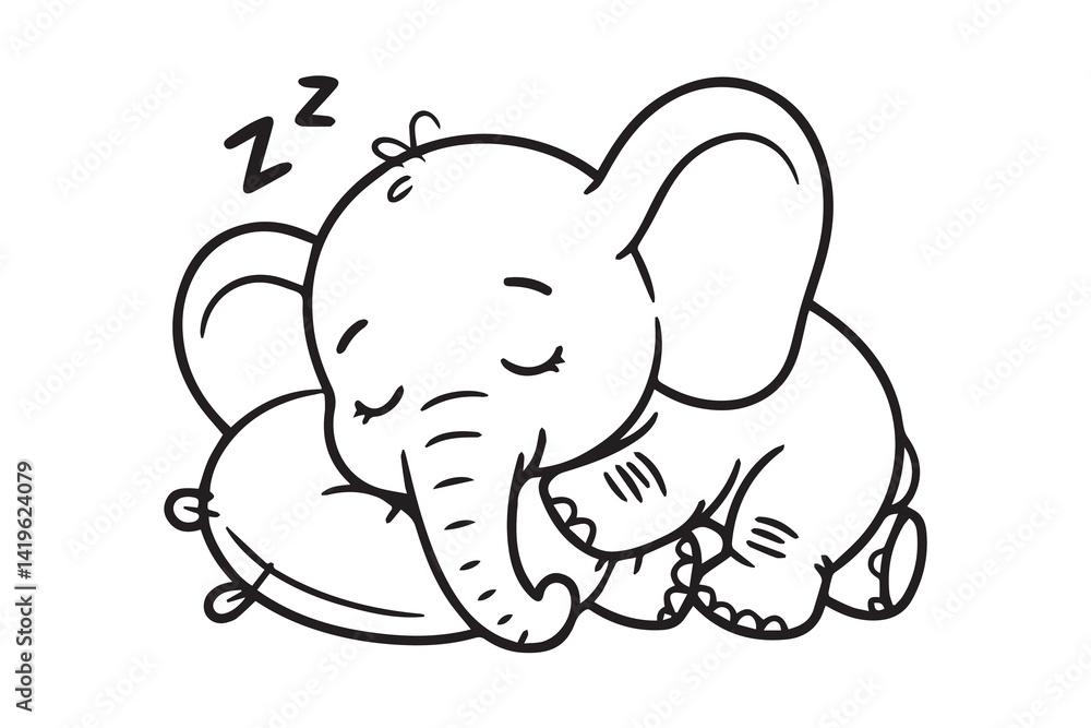 Fototapeta premium elephant sleeping black illustration vector