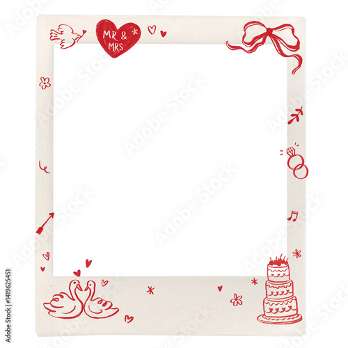 Wedding frame with hand drawn ornament 