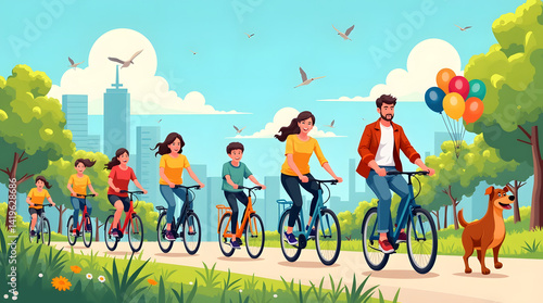 a post ,flyer showing children  celebrating world  bicycle day and bicycling with friends