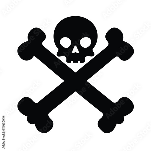 crossbones icon silhouette on white background