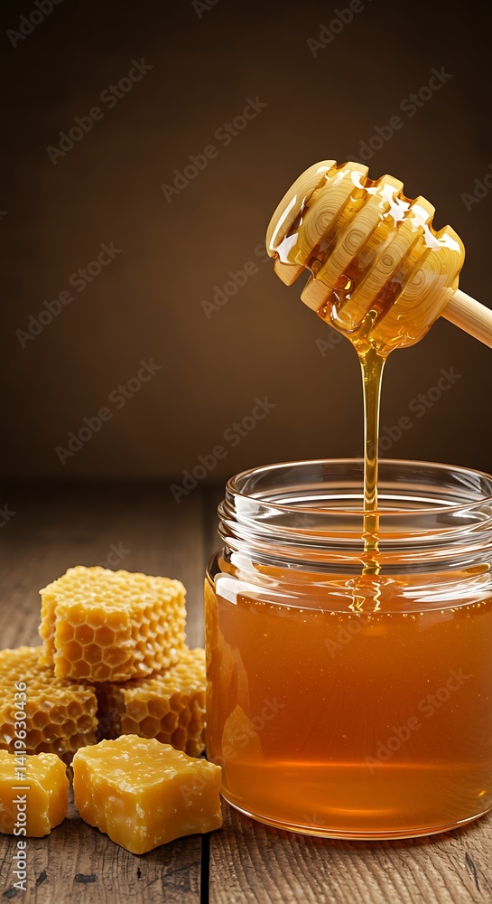 Illustration of honey dripping in the pot Illustration of honey dripping in the pot