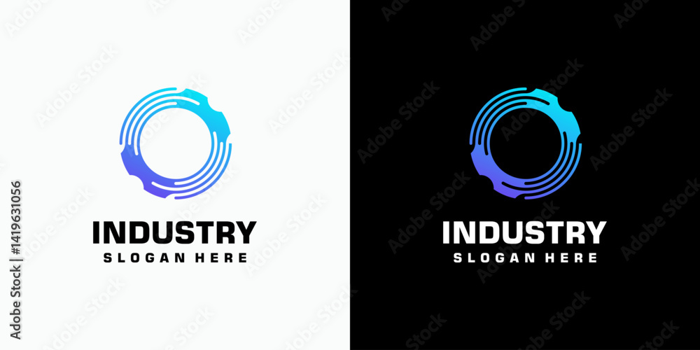 Technology industry gear shape vector logo design with modern, simple, clean and abstract style. Icon for business, industry, technology and personal branding. Technology industry gear shape vector logo design with modern, simple, clean and abstract style. Icon for business, industry, technology and personal branding.