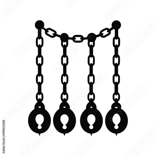chains and shackles hanging down silhouette vector