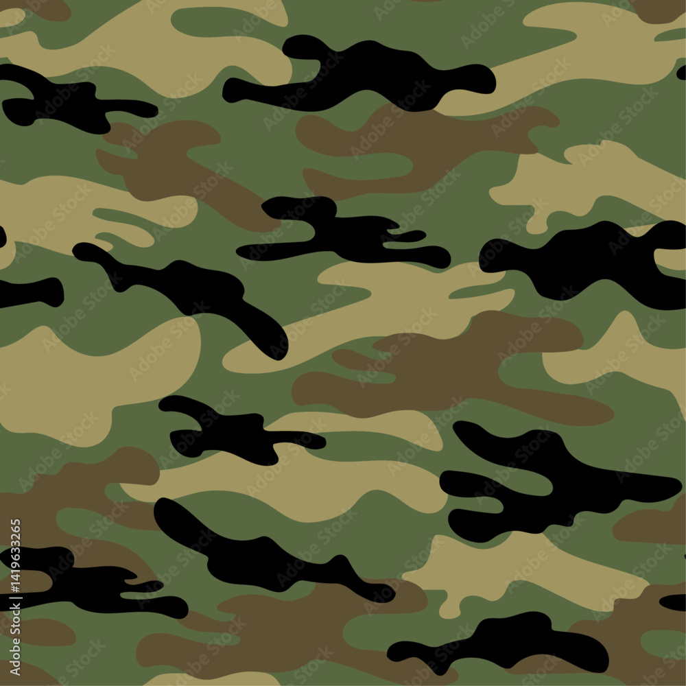 Camouflage military seamless texture for fabrics, print, textile, wallpaper, clothing, garments, wrapping paper and background. Vector militaristic pattern illustration. Camouflage military seamless texture for fabrics, print, textile, wallpaper, clothing, garments, wrapping paper and background. Vector militaristic pattern illustration.