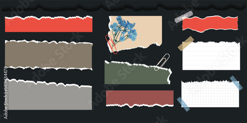 A set of paper-cut elements, a fashionable set of vector collages, retro-grunge stickers. Vector