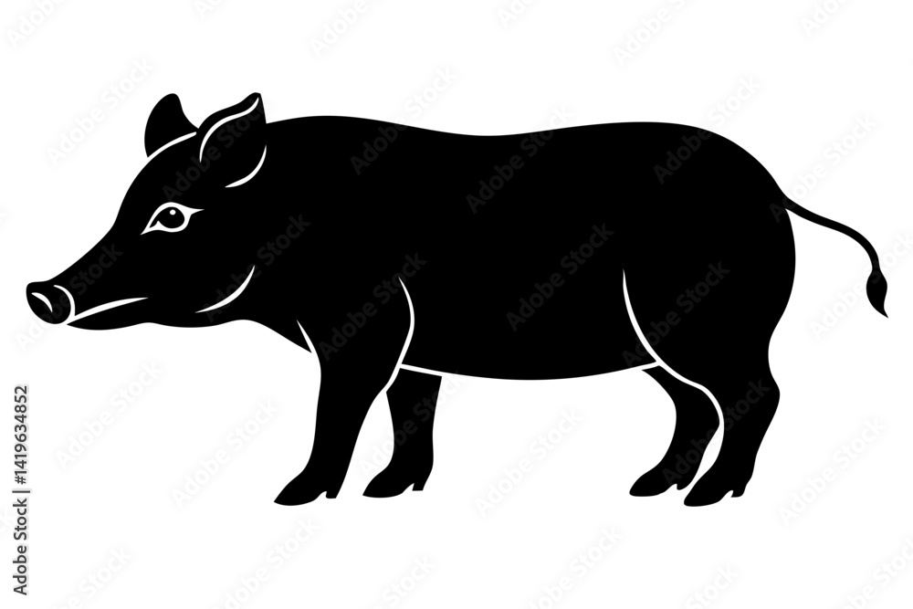 Fototapeta premium Boar vector silhouette illustration isolated on white background