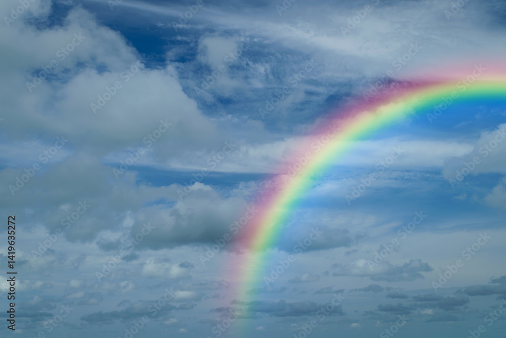 Blue sky cloud with rainbow Blue sky cloud with rainbow