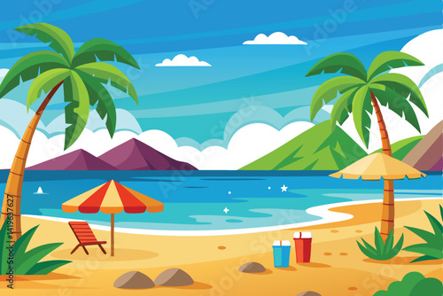 Beachfront Vector Art