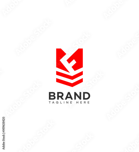 Abstract Red Logo Design, Modern Brand Identity, Minimalist Letter F, Geometric Shape, Creative Symb