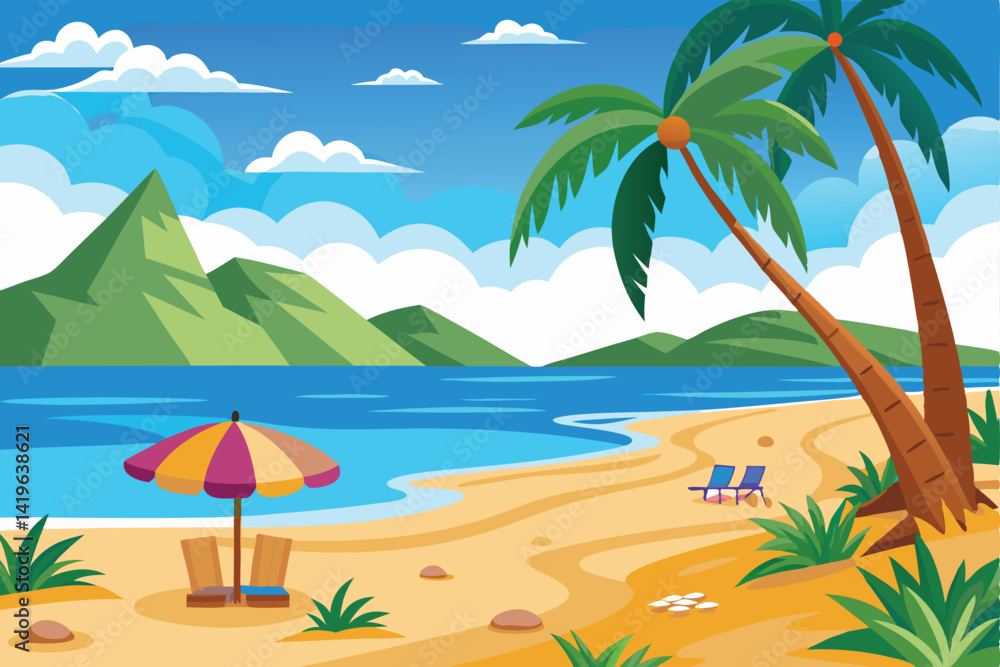 Coastal Beach Vector Artwork Coastal Beach Vector Artwork