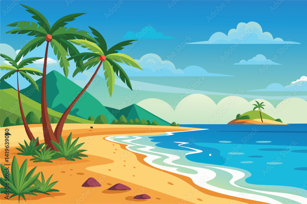 Fototapeta premium Coastal Beach Vector Artwork