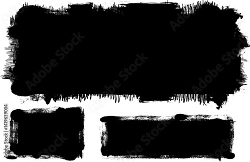 black ink brush painting blank banner label panel artistic grunge graphic element