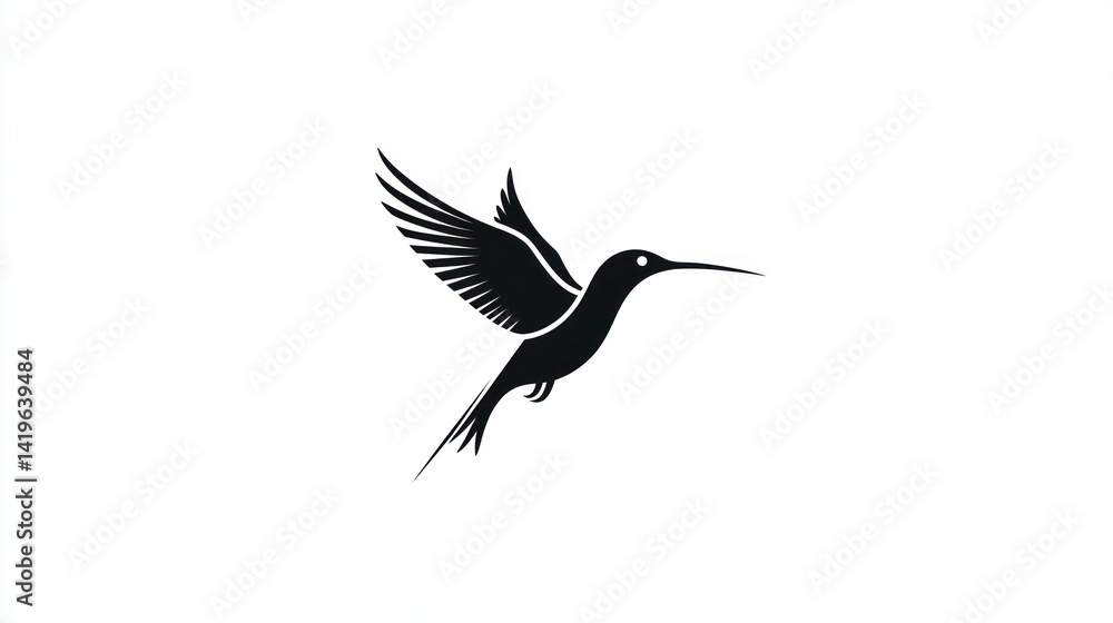 Fototapeta premium Hummingbird in Flight, Simple Design