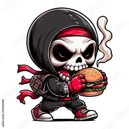 Grim Reaper Eating a Burger
