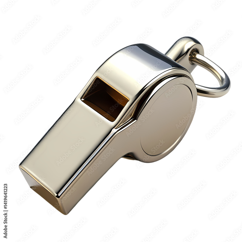 Shiny Metal Whistle: Close-up Image Shiny Metal Whistle: Close-up Image