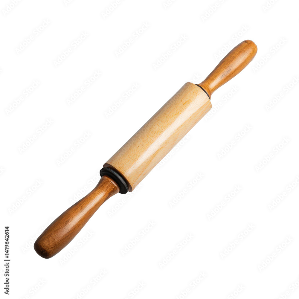 Wooden Rolling Pin on White Background for Baking and Cooking Wooden Rolling Pin on White Background for Baking and Cooking