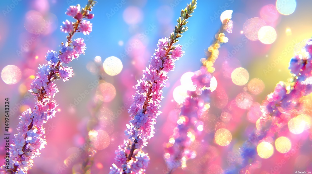 Pastel pink and lavender flowers close up bokeh Pastel pink and lavender flowers close up bokeh