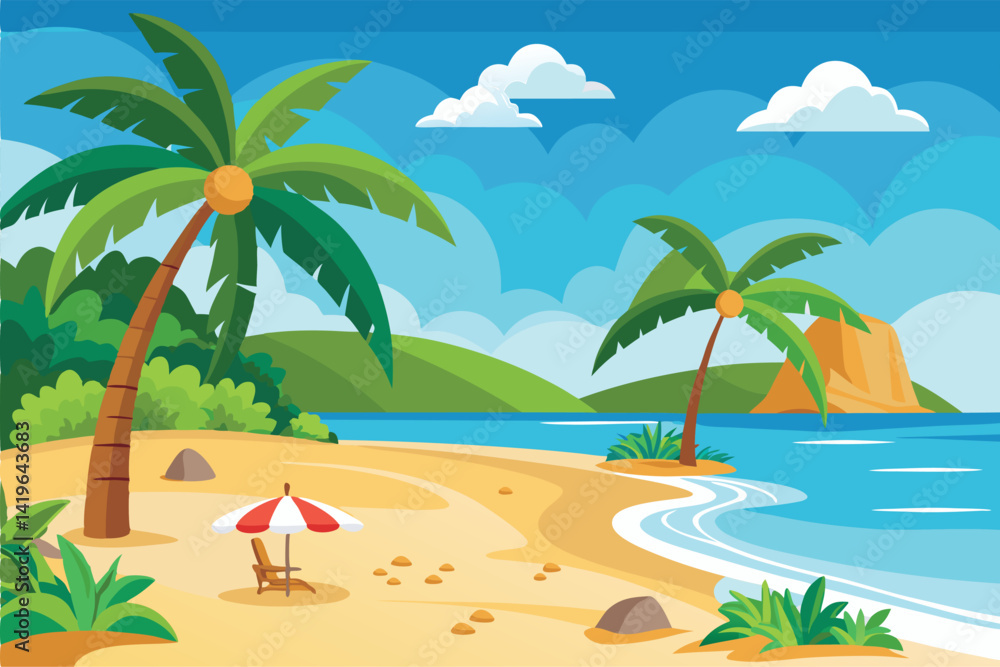 Obraz premium Relaxing Beach Vector Illustration