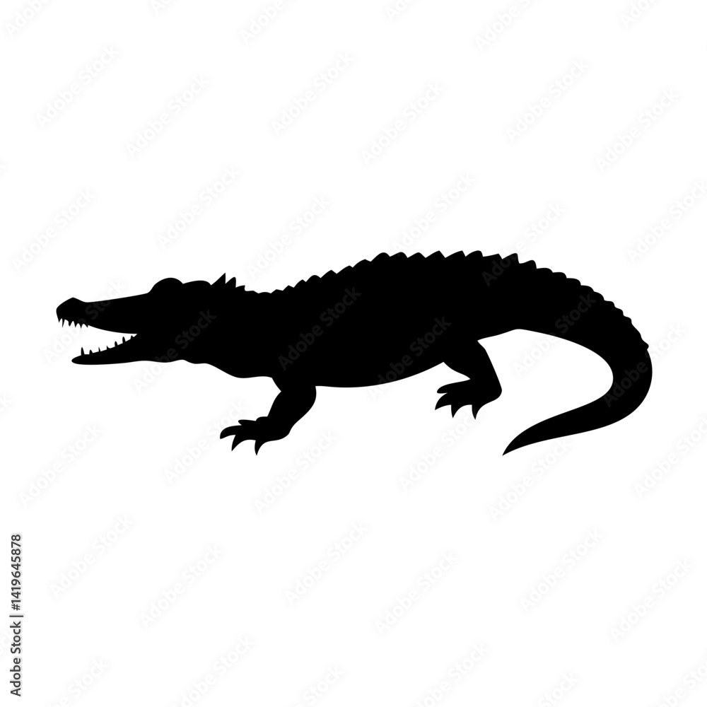 Naklejka premium crocodile icon, crocodile silhouette vector illustration-simple silhouette illustration of crocodile, perfect for crocodile logos and icons
