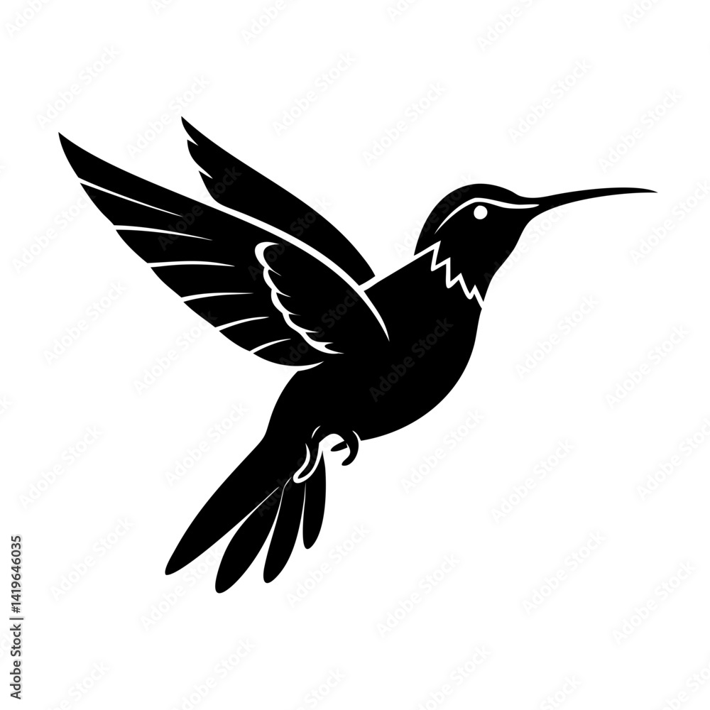 Obraz premium hummingbird icon, hummingbird silhouette vector illustration-simple silhouette illustration of hummingbird, perfect for hummingbird logos and icons