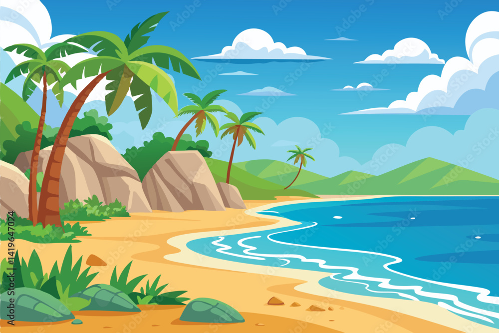 Fototapeta premium Tropical Paradise Vector Art
