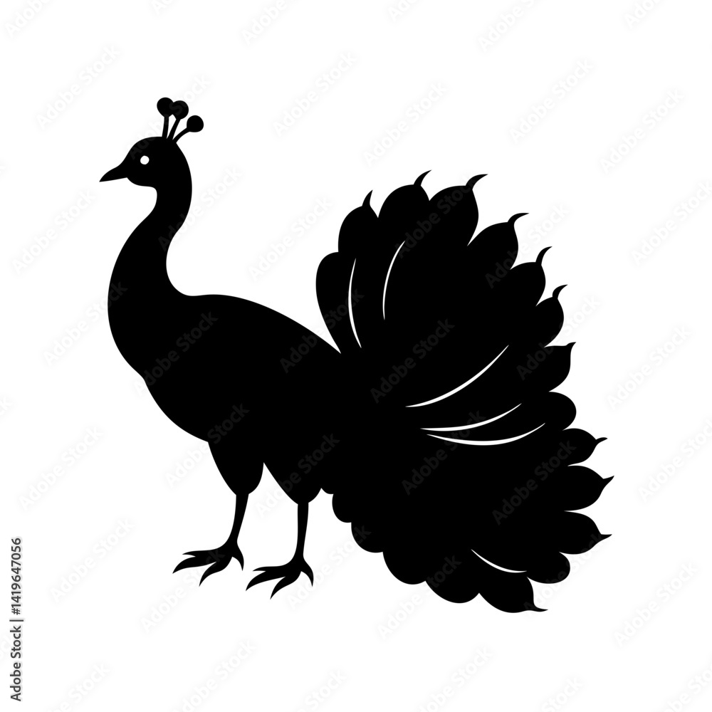 Obraz premium peacock icon, peacock silhouette vector illustration-simple silhouette illustration of peacock, perfect for peacock logos and icons