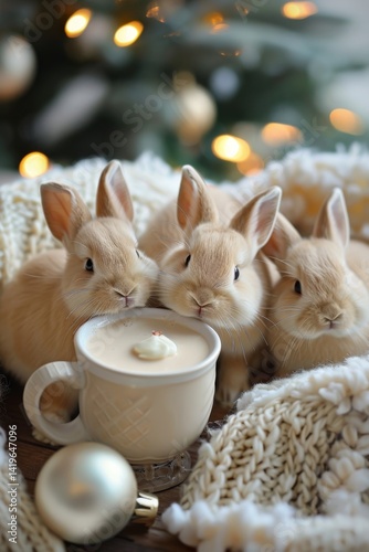 Bunnies Enjoy Eggnog