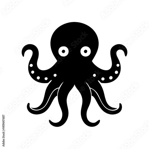 octopus icon, octopus silhouette vector illustration-simple silhouette illustration of octopus, perfect for octopus logos and icons