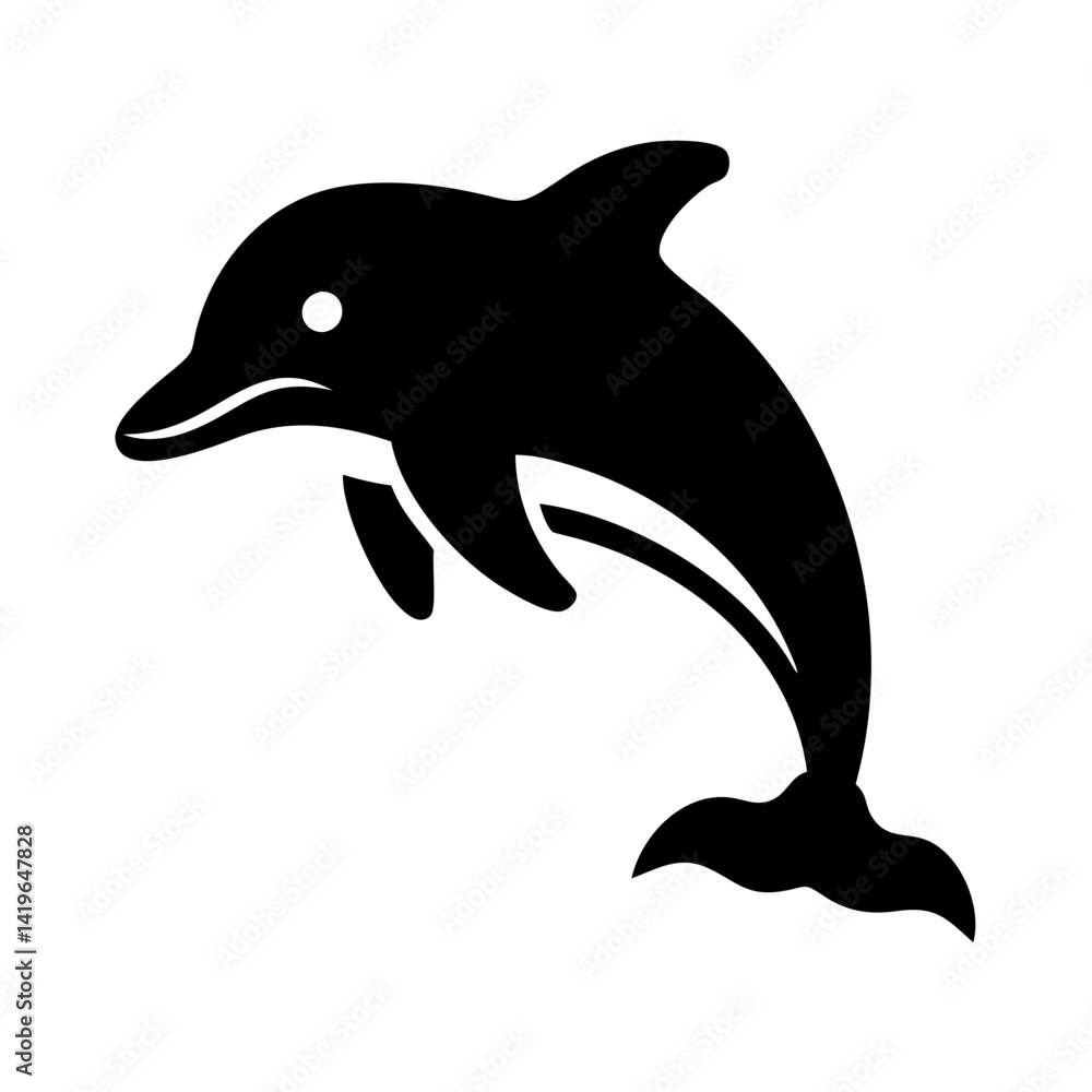 Fototapeta premium dolphin icon, dolphin silhouette vector illustration-simple silhouette illustration of dolphin, perfect for dolphin logos and icons