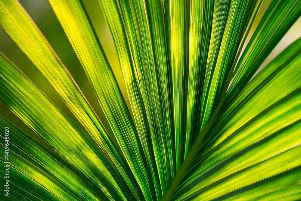 Obraz premium A close up photograph of a green palmetto leaf. stock photo