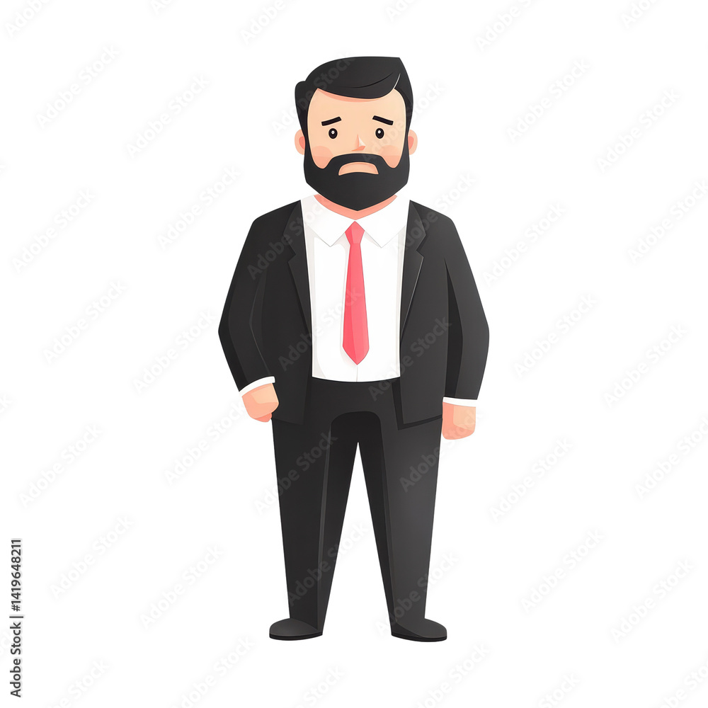 Obraz premium Professional Man with Beard in Suit Looking Serious and Concerned