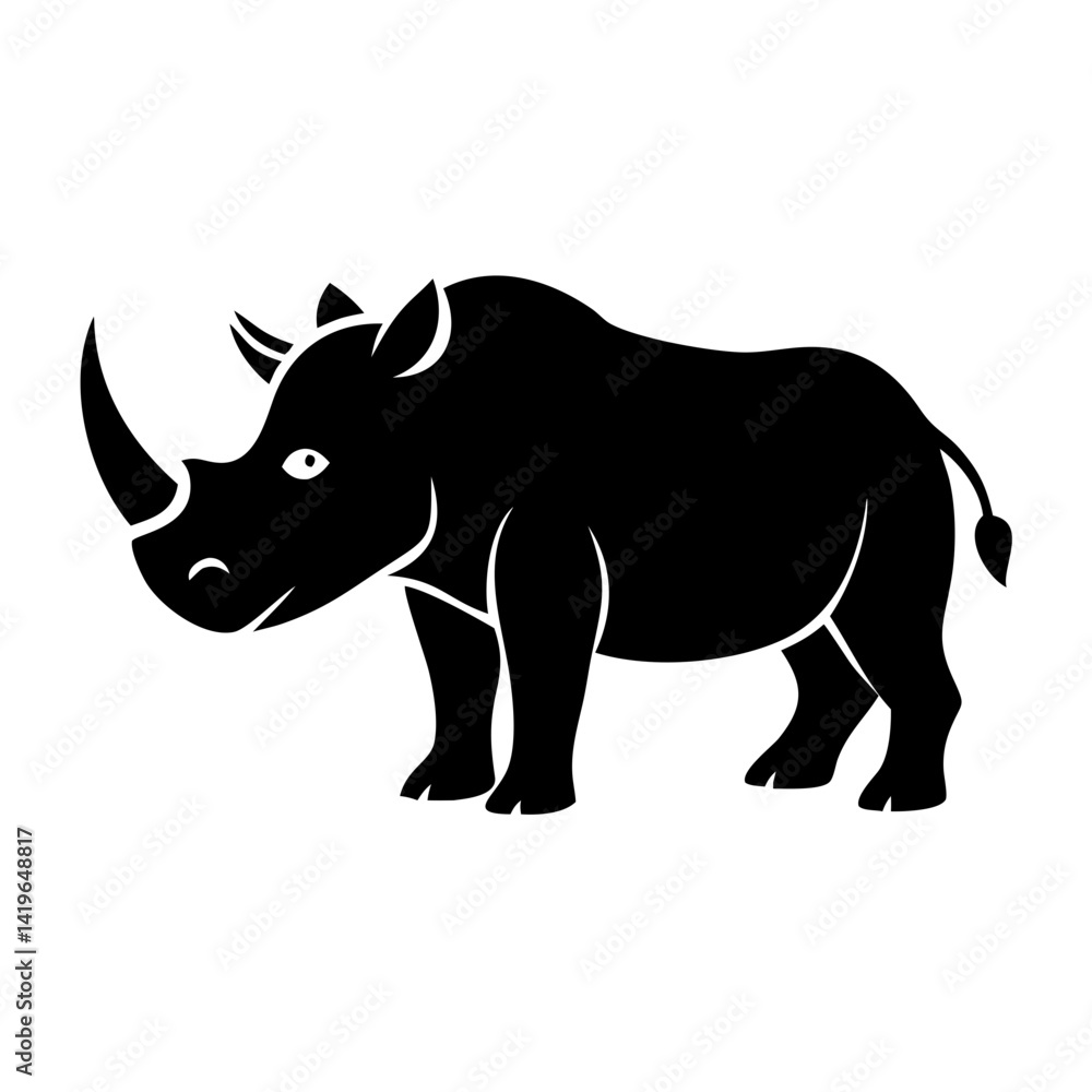 Fototapeta premium rhino icon, rhino silhouette vector illustration-simple silhouette illustration of rhino, perfect for rhino logos and icons