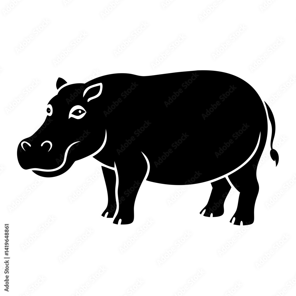 Obraz premium hippo icon, hippo silhouette vector illustration-simple silhouette illustration of hippo, perfect for hippo logos and icons