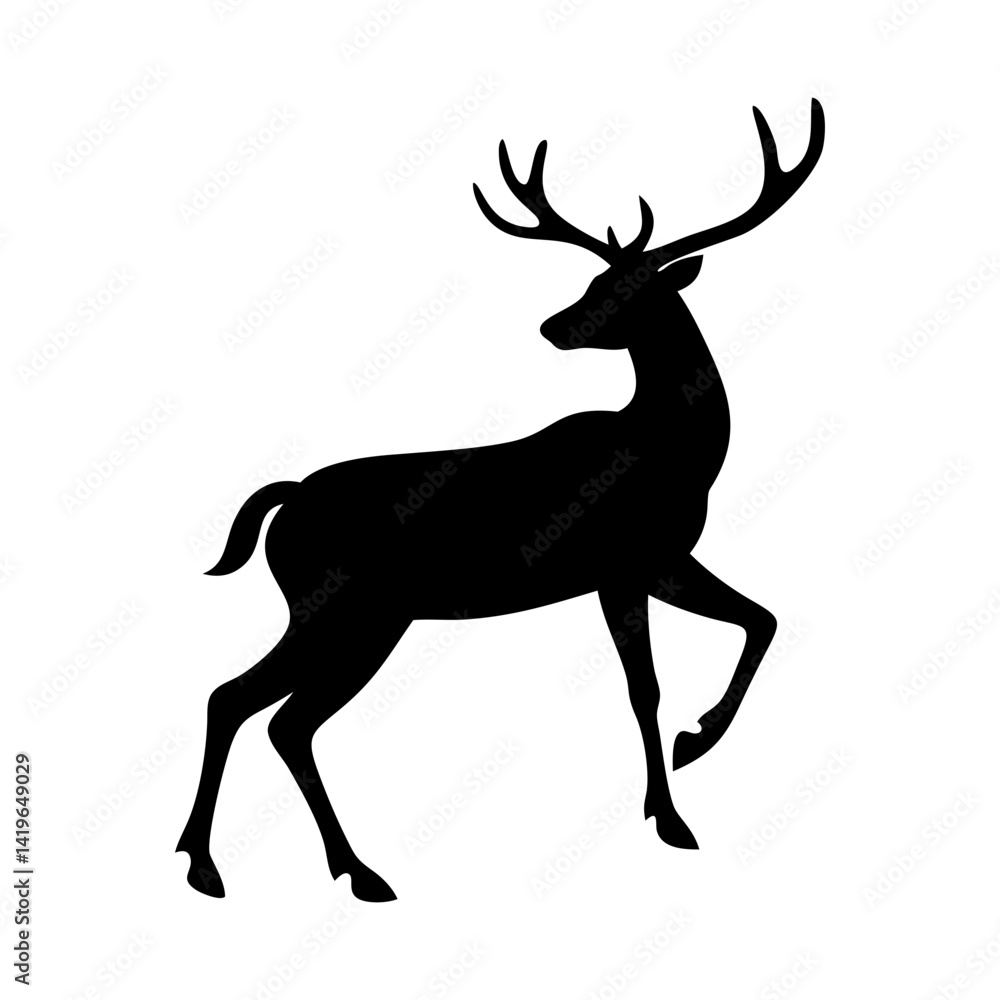 Obraz premium deer icon, deer silhouette vector illustration-simple silhouette illustration of deer, perfect for deer logos and icons