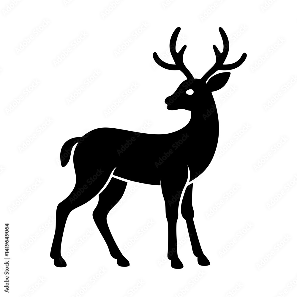 Obraz premium deer icon, deer silhouette vector illustration-simple silhouette illustration of deer, perfect for deer logos and icons