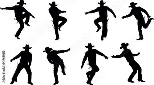 Wallpaper Mural Silhouette of a couple in cowboy hats line dancing Torontodigital.ca