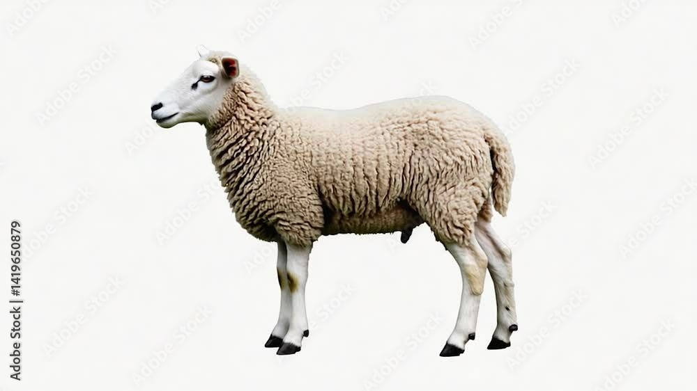 Sheep Profile Against White Background. Possible Use Stock Photo Sheep Profile Against White Background. Possible Use Stock Photo