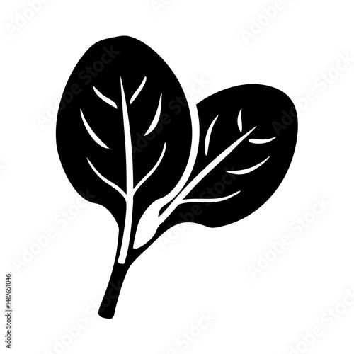 baby spinach icon, baby spinach silhouette vector illustration-simple silhouette illustration of baby spinach, perfect for baby spinach logos and icons