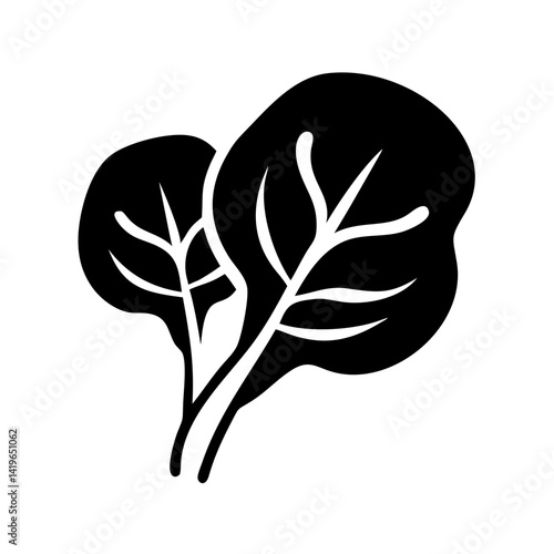 baby spinach icon, baby spinach silhouette vector illustration-simple silhouette illustration of baby spinach, perfect for baby spinach logos and icons