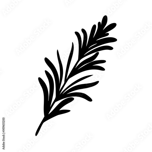 rosemary sprig icon, rosemary sprig silhouette vector illustration-simple silhouette illustration of rosemary sprig, perfect for rosemary sprig logos and icons