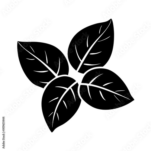 basil leaves icon, basil leaves silhouette vector illustration-simple silhouette illustration of basil leaves, perfect for basil leaves logos and icons