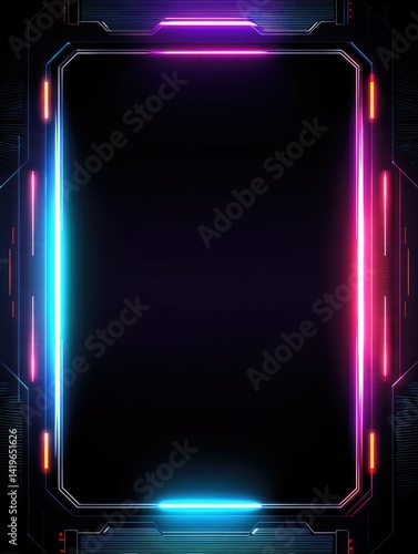 Neon Frame: Vibrant Cyberpunk Border Design